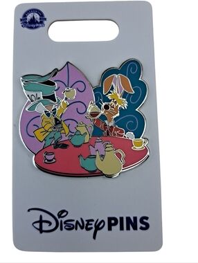 Disney Mad Hatter & March Hare Enamel Pin - Pink Teal